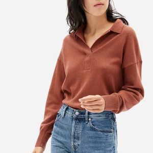 Everlane | Cashmere Long Sleeve Polo Sweater | Rusty Orange